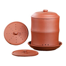Violet Clay Sprouting Jar for Bean Sprouts Growth with Triple Drainage Holes and Easy Clean Lid, Red