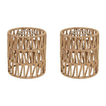 2X Boho Shades Ersatz 5,9 Zoll HöHe AnhäNgerleuchte Schirm Deckenventilator Lichtabdeckungen Zylindergewebter Lampenschirm