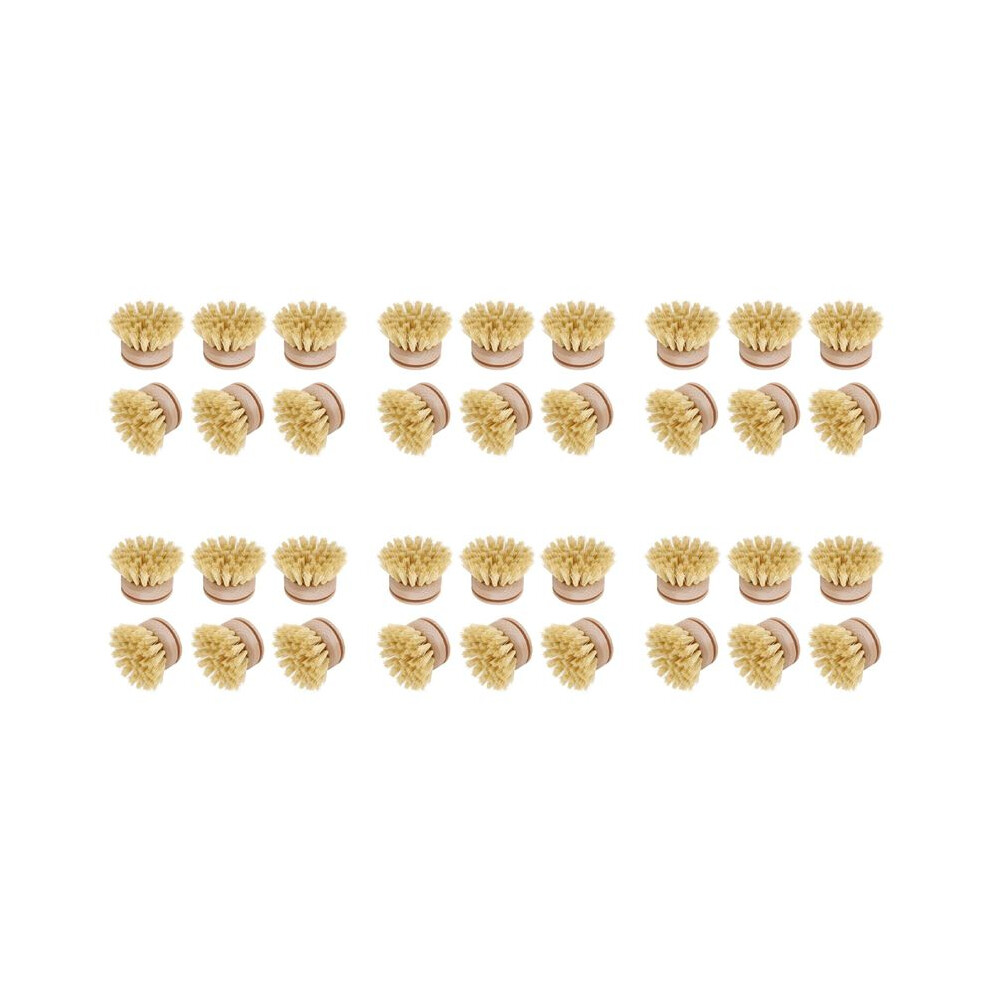 Brecantia Washing Brush,Dish Brush,36 Pcs Replacement Brush Heads Wooden Cleaning Dish Brush Refillable Kitchen Beech