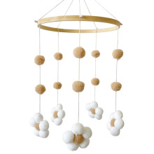 Filz-Blumen-Kinderzimmer-Mobile, Baby-Mobile,-Leichter Kaffee