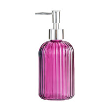 Pink Soap Dispenser 400ml Vertical Stripe Design with Easy Push Dispensing for Bathroom and Kitchen