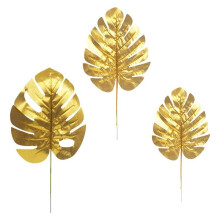 30Pcs Artificial Plants Leaves Gold Tropical Party Leaves Decorations Turtle Leaf Monstera