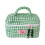 Make-up-Tasche mit gestepptem Herz und Karomuster, großes-Grün 1
