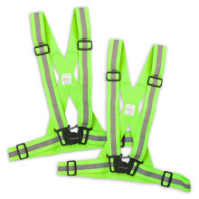 Reflective Safety Belt 2 Pack Yellow, Adjustable Elastic Fit with 360 Visibility for Running Cycling and Workers