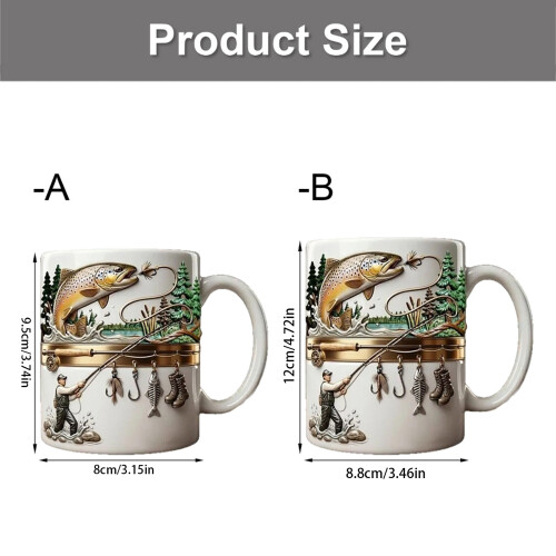 Elegant Drinking Cup with Handle Creative Fishing Themed-11oz 1
