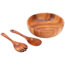 Holzsalatschale - GroßE 9,4-Zoll-Akazienholzsalat Holzschale mit LöFfel, Kann für Obst, Salat Verwendet Werden