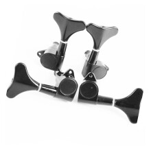 QN59 Black 2L2R Guitar Tuning Pegs Set for 4 String Bass and Electric Guitar, Smooth Gear Action