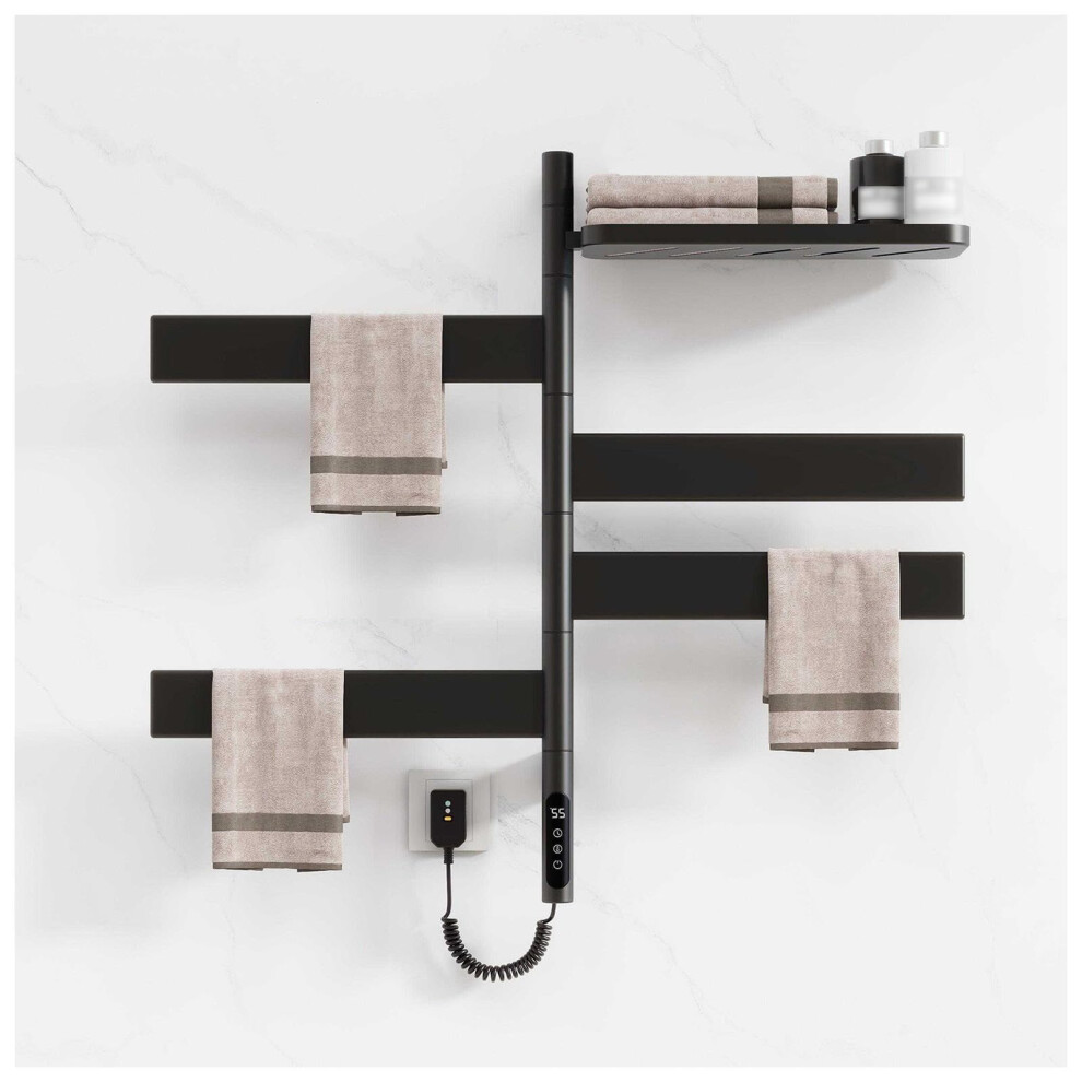 Electric Towel Warmer With Touch Screen Timer, Fast Heating 180 Rotatable Heated Towel Rack, Black 9330225516927