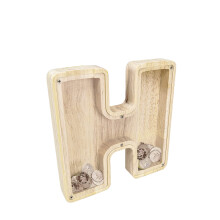 Wooden Letter Piggy Bank for Kids 7 Inch Alphabet Money Box with Visible Savings Display – Letter H