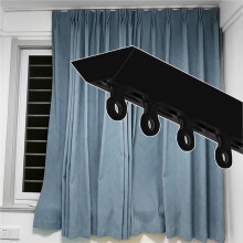 Black Ceiling Curtain Track 2.4m Silent Glide Durable Metal Ceiling Mount Rail with Installation Kit