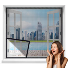 Fly Screen Window 75x160cm Black SelfAdhesive Hook and Loop Mosquito Net Curtain for Effective Insect Protection