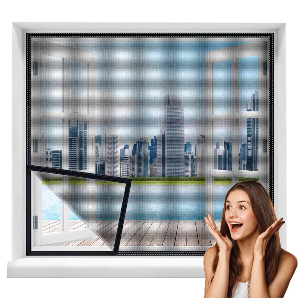 Fly Screen Window 75X160cm Black Selfadhesive Hook And Loop Mosquito Net Curtain For Effective Insect Protection 9351714658881