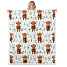 Rustic Farmhouse Throw Blanket 40x50 Soft Plush Brown Green Fleece Blanket with Farm Animal Design for Sofa and Home Decor