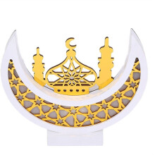 Moon LED Light Ornaments Home Party Desktop Decorations Wooden Crafts Middle Eastern Decorations White