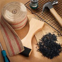 Kit D'Outils pour Tapissiers: Ruban Sangle en Toile Jute 8,9 cm (3,5 Po), 115 Clous Tapissier Noirs 1,3 cm (1/2 Po) - pour la Réparation Meubles et