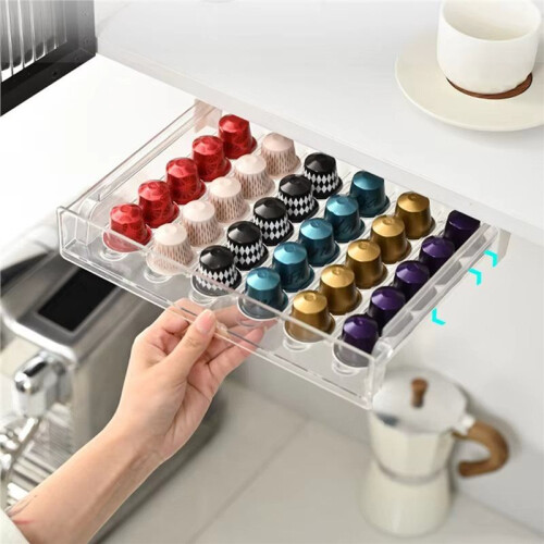 Drawer Coffee Capsule,Hidden Organizer for Pod Tea Bag,Desk Table Drawer Storage Box,Space Saving Coffee Accessories 2