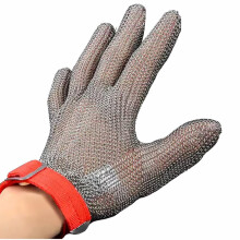Cut Resistant Stainless Steel Mesh Glove for Kitchen Safety, Food Grade with Adjustable Wrist Strap (Size L)