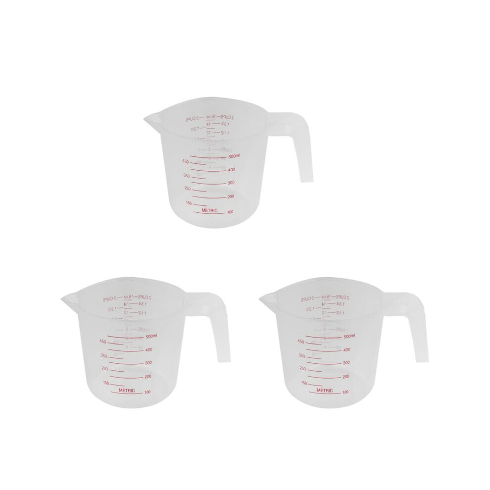 3X 500Ml Home Lab Measuring Jug Pitcher Plastic Handle Pour Spout Container Brecantia