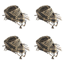 4X Unisex Scarf Polyester Plaid Tassel Arab Desert Shemagh,Beige