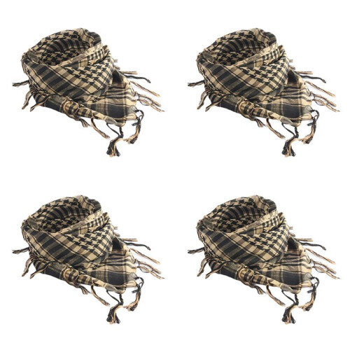 4X Unisex Scarf Polyester  Plaid Tassel Arab Desert Shemagh,Beige