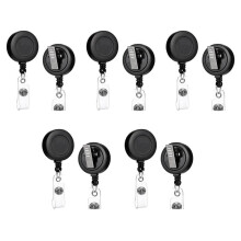 10 Pack - Retractable ID Name Badge Holder Reels with Swivel Alligator Clip (Black)