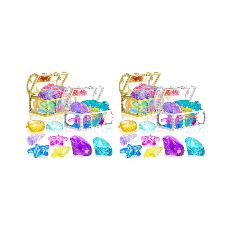 Brecantia 48Pcs Diving Gems Pool Toys Large Oceans Gem Diamond Gems Pirate Treasure Chest Summer Underwater Swimming Toys