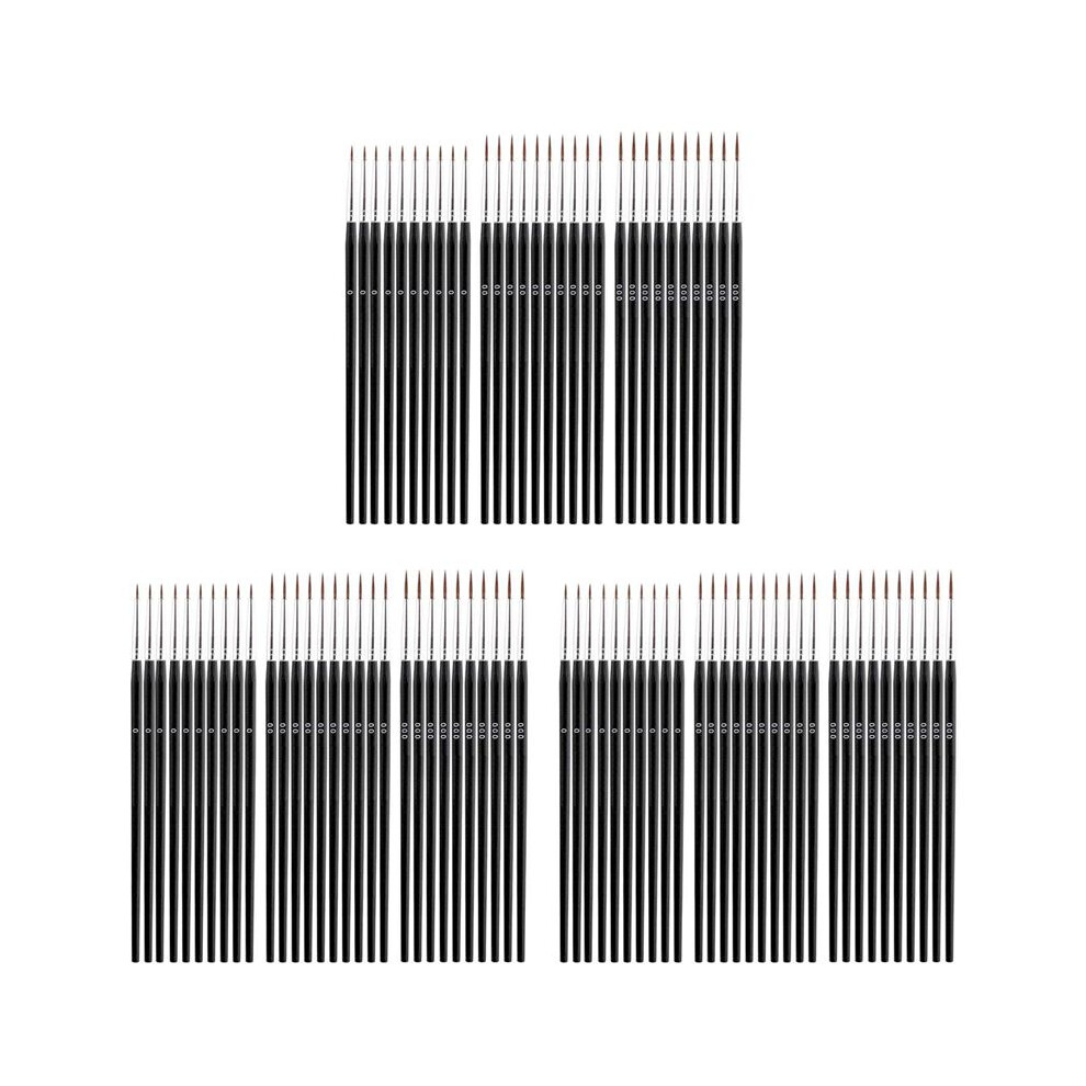 Brecantia 180Pcs Detail Paint Brushes, Fine Tip Paint Brush With 3 Sizes 0 00 000 Tiny Miniature Fine Paint Liner Brush