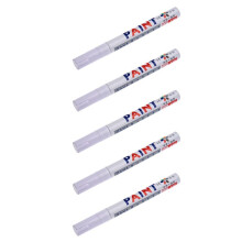 5X Penna Permanente per Pnumatico Ruota Bianco