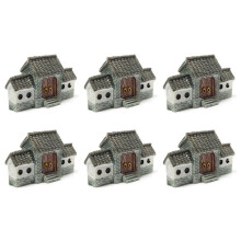 6X Miniature Villa House Dollhouse Potted Flower Plant DIY Ornament Bonsai Decor Chinese Ancient City Gate Gray