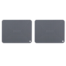 2X Large Silicone Pot Holder Square Thick Heat Insulation Pad Non-Slip Corrugated Kitchen Table Mat(Gray)