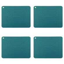 4X Large Silicone Pot Holder Square Thick Heat Insulation Pad Non-Slip Corrugated Kitchen Table Mat(Green)