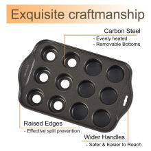 6-Pack Muffin Cheesecake Pan med Avtagbar Botten, 12 HåLigheter Nonstick Muffins Form