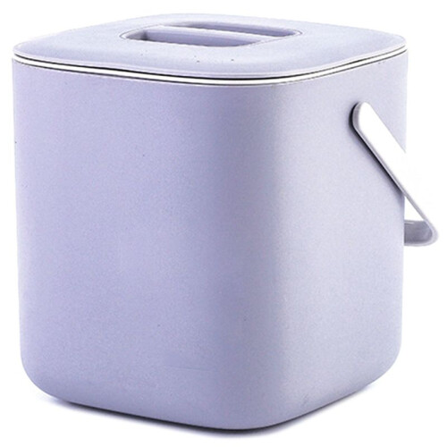2X Plastic Kitchen Food Waste Trash Can Compost with Drainer Rubbish Container Organizer Accessories Tools-Light Grey 1