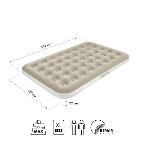 Campingmatras, 191x137x22 cm, beige 2