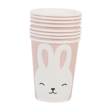 32Pcs Disposable Party Cups with Cute Bunny Design, Cartoon Paper Drinking Cups for Birthday Events