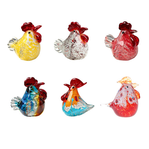 Geblasenes Glas-Huhn-Figur, handgefertigte-Weiß 1