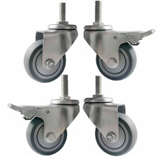 Heavy Duty Swivel Casters M20x100mm Threaded Stem, 3 Inch TPR Silent Locking Casters with Dual Brakes, Pack of 4