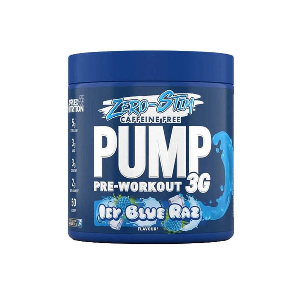 Applied Nutrition Blue Caffeine Free Pump 3G Pre Workout Icy Raz 375G - Image 6