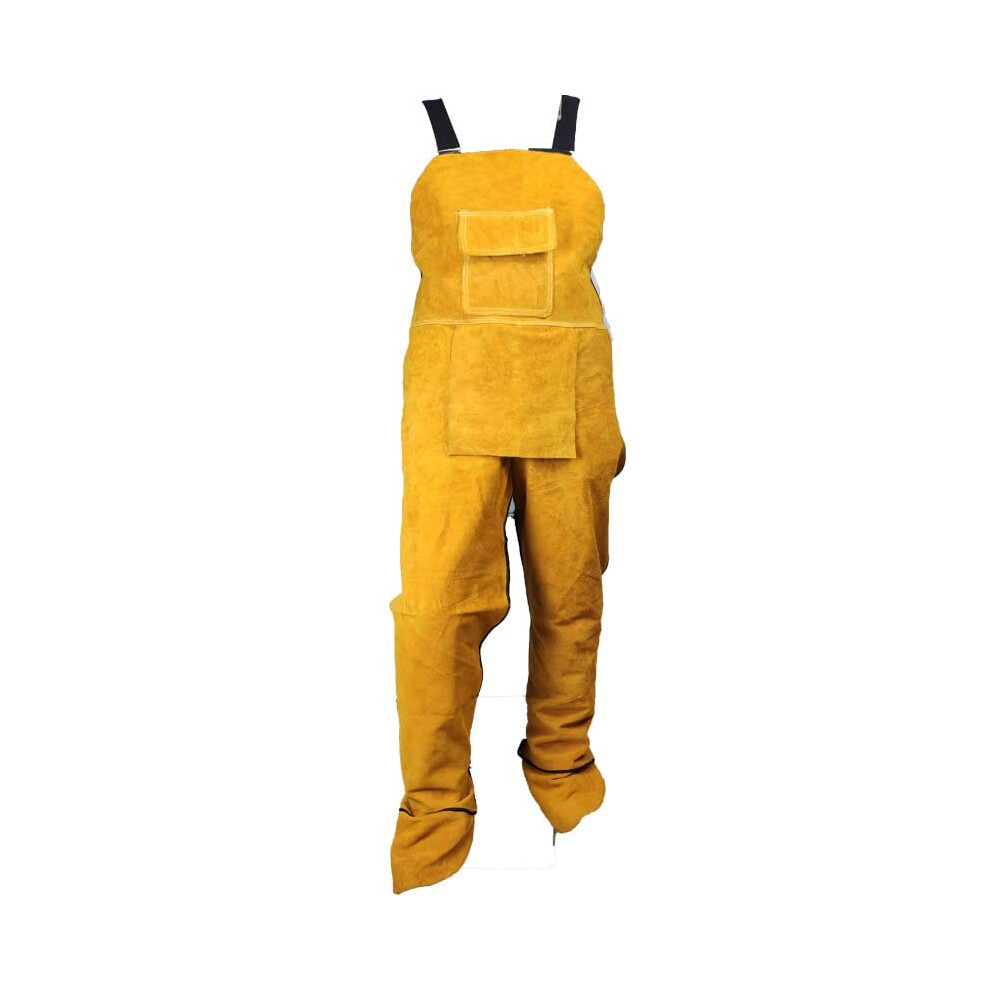 Leather Welding Apron Heat Resistant Fireproof Cowhide Protection For Welders Yellow Large 9771547033684