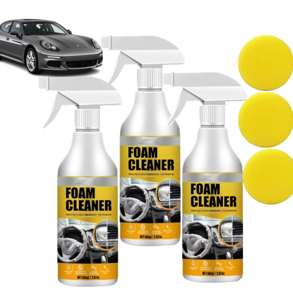 Car Interior Cleaner Foam Cleaning Spray 3Pack, Deep Norinse Multisurface Stain Remover For Car And Home 9330225517832