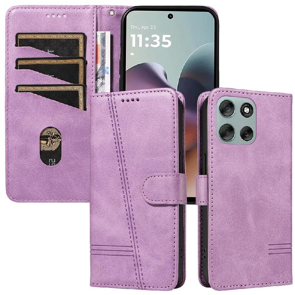 Photos - Case Filp  for Motorola Moto G56 Wallet Phone  Detachable Black Bracelet Pressed PU Leather with Credit Card Slot