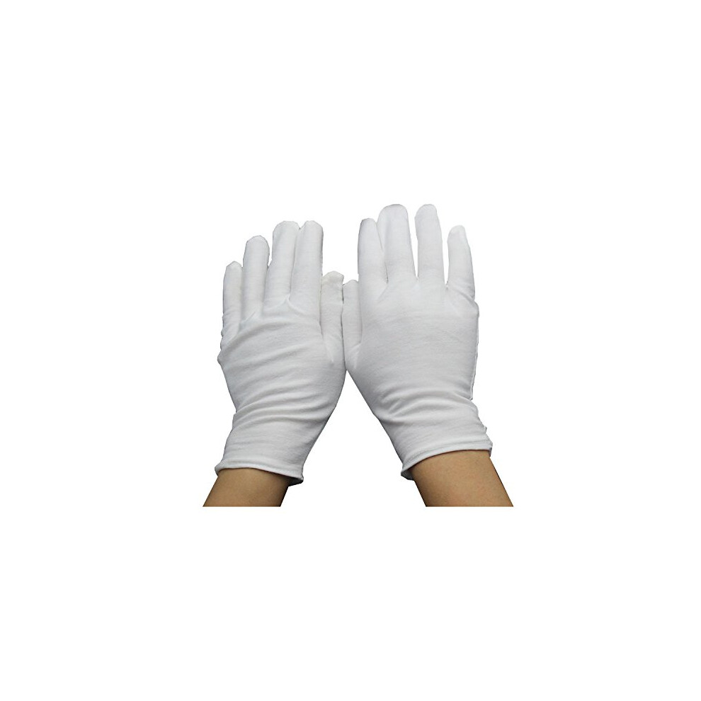 6 Pairs Thick White Cotton Work Gloves Reusable SweatâAbsorbing Non Slip For Coin And Jewelry Inspection 9330225517849