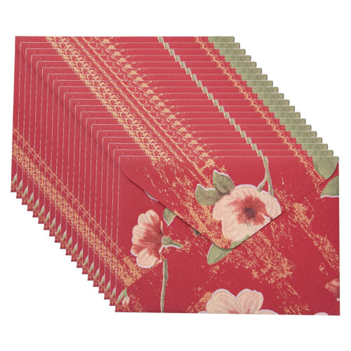 20Pcs Retro Floral Pattern Envelopes Party-Begonia red