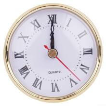 80mm Quartz Clock Insert Replacement with Accurate Movement, Roman Numerals and Gold Trim Design