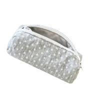 Dotted Print Fabric Pencil Case Large Capacity Pencil Bag-grey