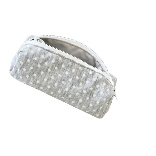 Dotted Print Fabric Pencil Case Large Capacity Pencil Bag-grey
