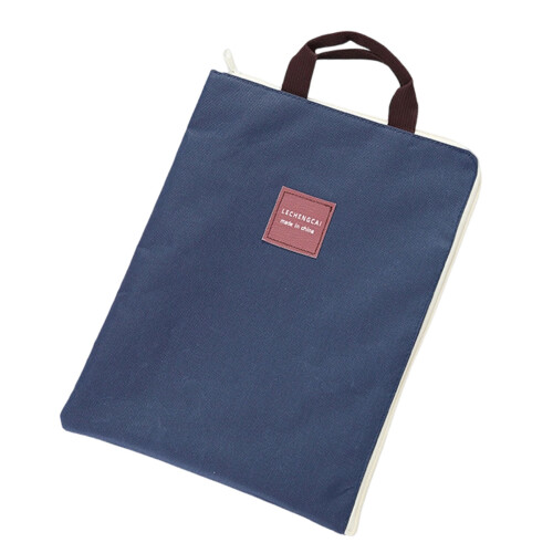 Zipper Lock Bag Document File Folders Document Bag-Navy blue