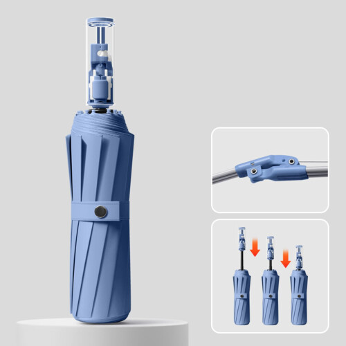 Automatic Windproof Umbrella with 12 Ribs, Automatic Open Close, Compact Travel for Business Students 2