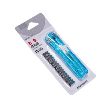 Manual Plastic Paper Clips Dispenser with 8-transparent blue