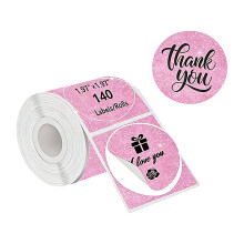 Waterproof 50mm Round Adhesive Thermal Sticker for Home-Pink